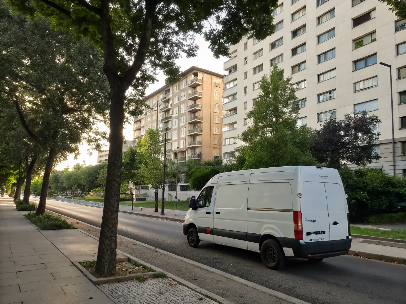 An Amazing Appliance Repair van parked on a typical San Francisco street with Victorian houses in the background, emphasizing the company's local presence.